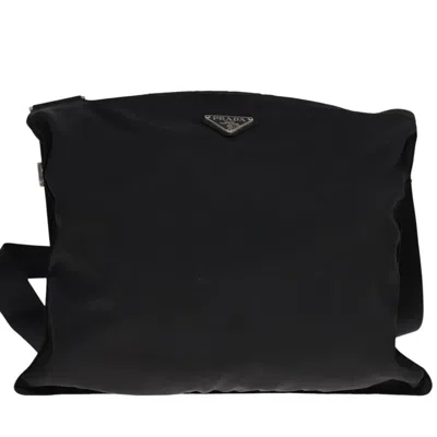 Pre-owned Prada Flat Messenger Bag Tessuto Black Nylon Shoulder Bag Bag ()