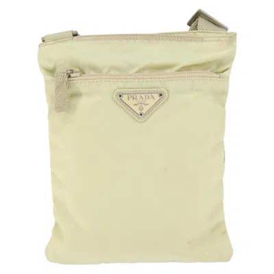 Pre-owned Prada Flat Messenger Bag Tessuto Ecru Nylon Shoulder Bag Bag () In Sand