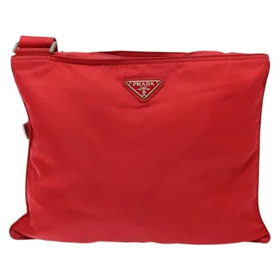 Pre-owned Prada Flat Messenger Bag Tessuto Red Nylon Bag ()