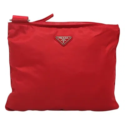 Pre-owned Prada Flat Messenger Bag Tessuto Red Nylon Shoulder Bag Bag ()
