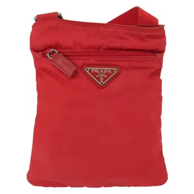 Pre-owned Prada Flat Messenger Bag Tessuto Red Nylon Shoulder Bag Bag ()