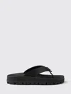Prada Triangle Logo Rubber Thong Sandals In Black