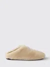 Prada Triangle-logo Shearling Mules In Nude