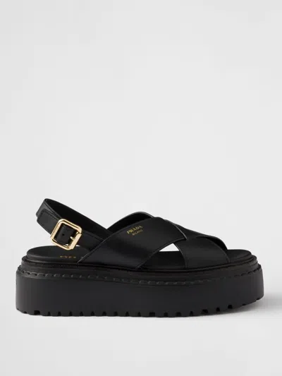 Prada Flat Sandals Woman Black