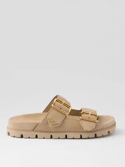 Prada Flat Sandals Woman Ecru