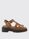 Prada Women Caramel Leather Sandals In Brown