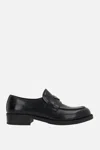 Prada Triangle Logo Chocolate Brushed Leather Loafers