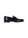 Prada Leather Loafers Triangle Logo In Black