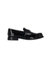 Prada Shiny Round Toe Loafers In Black