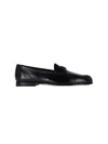 Prada Leather Loafers With Round Toe And Sole In Black