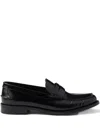 Prada 20mm Brushed-leather Band Loafers In Black