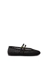 Prada Triangle Logo Mesh Ballet Flats In Black