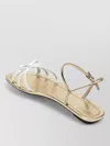 Prada Leather Sandals Open Toe Flat Sole Bow In Gold