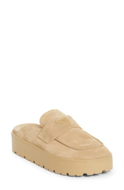 Prada Flatform Clog In Nude