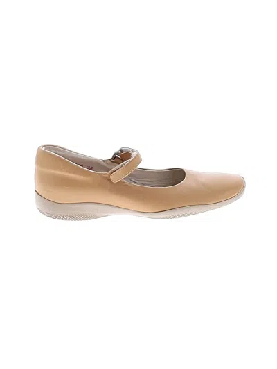 Pre-owned Prada Flats In Tan
