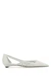 Prada Leather Ballerinas With Cut-out Design And Pointed Toe In White