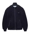 Prada Fleece Bomber Jacket In Blue
