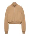Prada Fleece Cotton Jacket In Brown