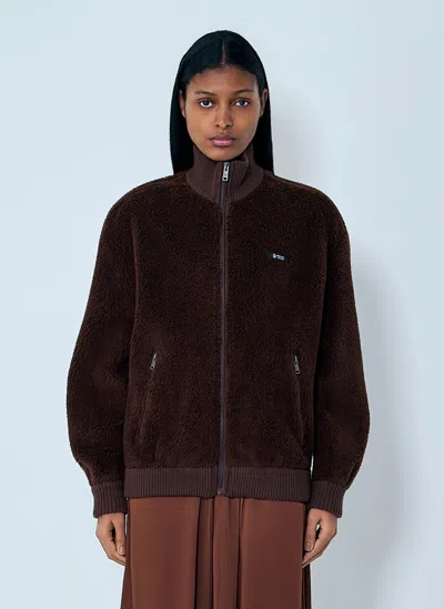 Prada Fleece Jacket In Brown