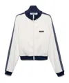 Prada Leather-elbow Patches Striped Sweatshirt In White