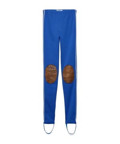 Prada Fleece Leggings In Blue