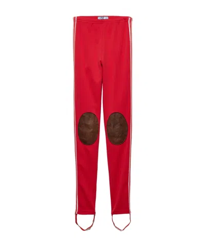Prada Fleece Leggings In Red
