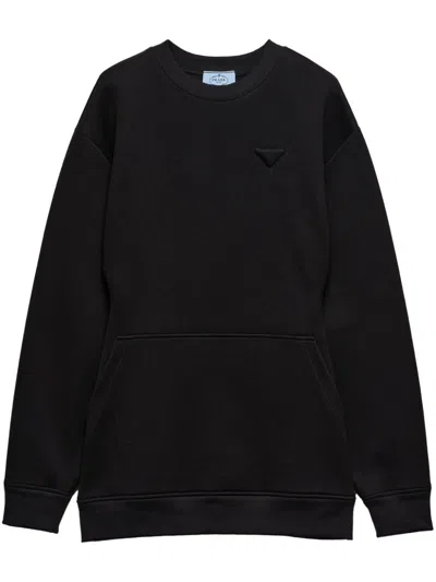 Prada Women Logo Sweatshirt Dress In Black