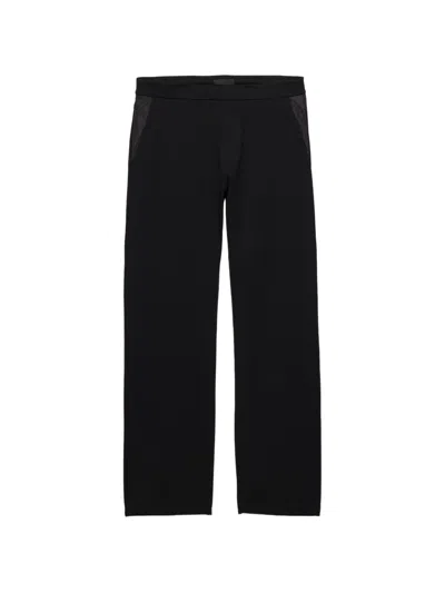 Prada Fleece Pants With Re-nylon Details In Black