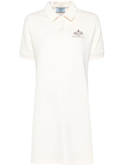 Prada Fleece Short-sleeves Mini Dress In F0018 Neutral