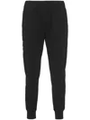 Prada Mens Black Contrast-trim Tapered-leg Cotton And Nylon Jogging Bottoms In Black