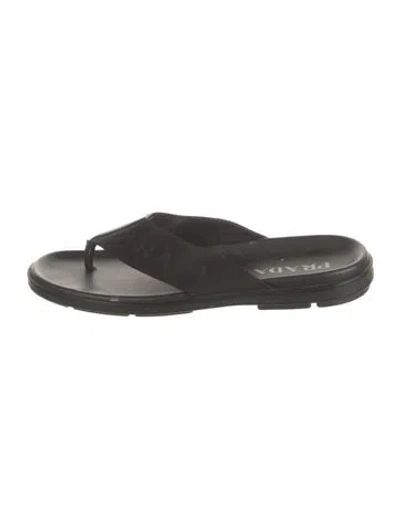 Pre-owned Prada Flip Flops In Black