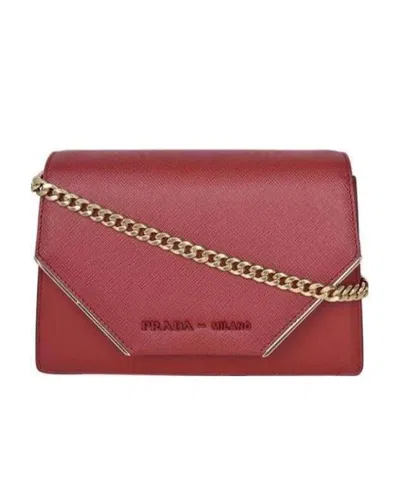 Prada Flip Logo Shoulder Bag In Brown