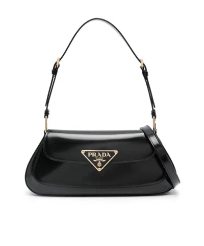 Prada Flip Shoulder Bag In Black