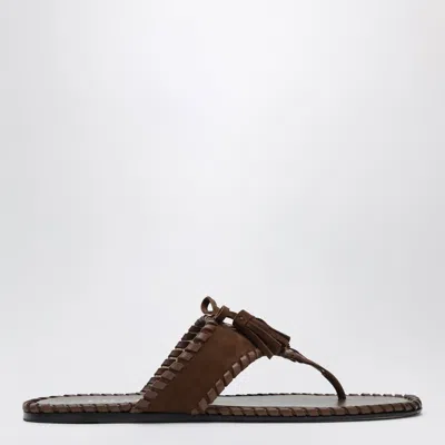 Prada Flipflops In Suede And Nappa Leather With Tassels In Multi