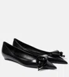 Prada Floral-appliqué Leather Ballet Flats In Black