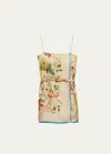 prada printed silk twill mini-dress Prada Floral Belted Silk Twill Mini Dress