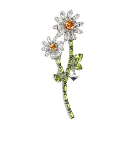 Prada Floral Brooch In Multi