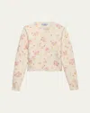 Prada Floral Crewneck Cardigan In Pink