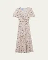 Prada Floral Crossover Midi Dress In Nube