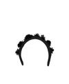 Prada Floral-embellished Recycled-polyamide Headband In Black