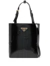 Prada Black Triangle Logo Mini Tote In Black