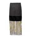 Prada Wool And Mesh Color Block Skirt With High Waist