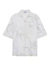 Prada Floral-embroidered Short-sleeved Sheer Shirt In Animal Print