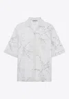 Prada Floral-embroidered Short-sleeved Sheer Shirt In Animal Print
