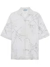Prada Floral-embroidered Short-sleeved Sheer Shirt
