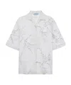Prada Floral-embroidered Short-sleeved Sheer Shirt In Animal Print