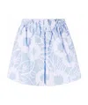 Prada Embroidered Poplin Shorts In Blue/white