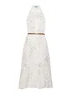 Prada Floral Embroidered Silk Midi Dress In White