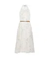 Prada Floral Embroidered Silk Midi Dress In White