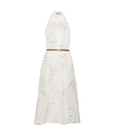 PRADA PRADA SLEEVELESS BELTED MIDI SHIRT DRESS